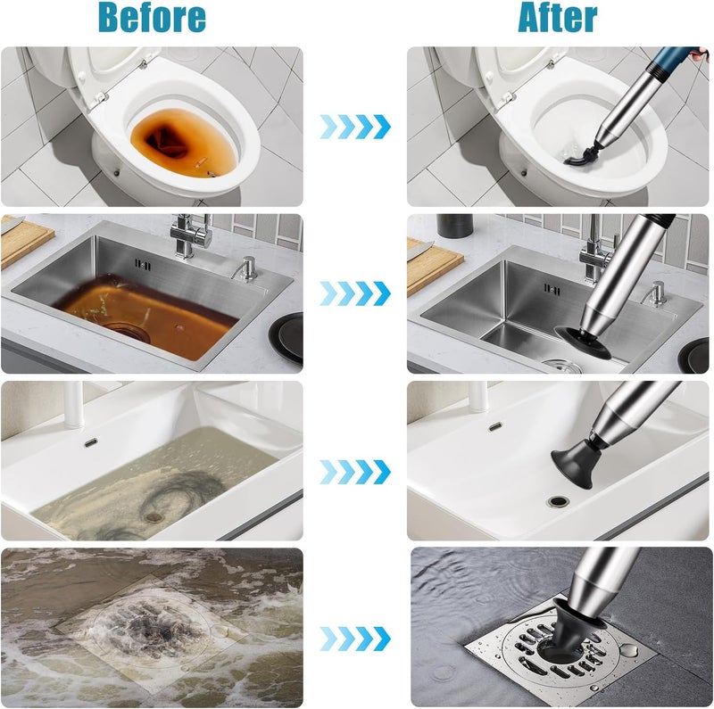 Omont Electric Toilet Plunger Clog Remover: High Pressure Air Drain Blaster Clog Remover for Bathroom Bathtub Floor Drain Clogged - Image 4